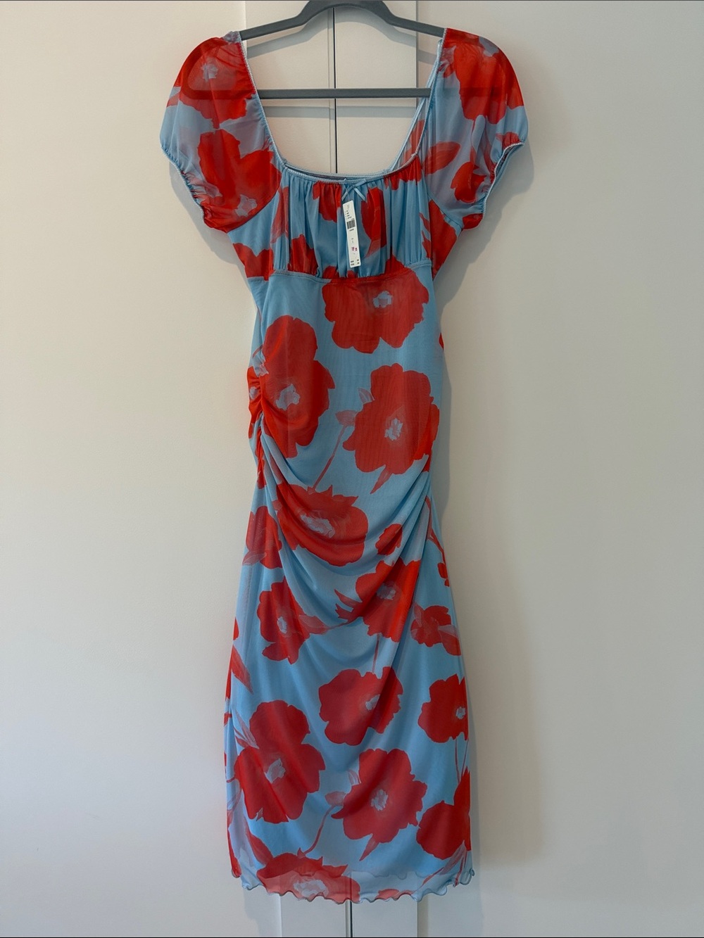 Anthropologie Maeve Light Blue Midi Dress with Floral Print-NWT